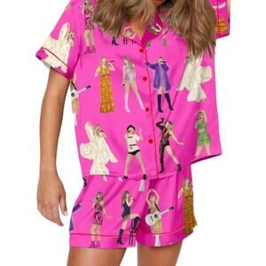 Taylor Swift Eras Tour Pink Velvet Pajama Set XL - Good Used